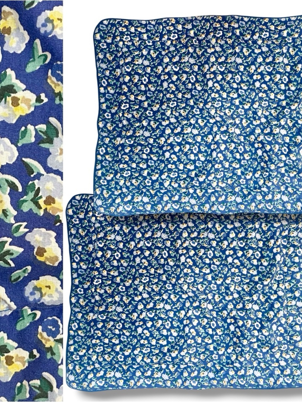 Pair/2 Vintage Laura Ashley Primrose Polyanthus Blue & Yellow Pillow Shams